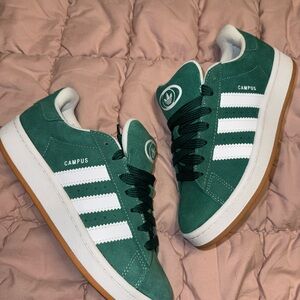 Adidas Campus Forest Green and White Sneakers